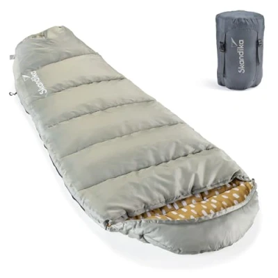 Abbildung von Skandika Vegas Junior Kinderschlafsack Outdoor Camping Schlafsack für Kinder, weiches Innenfutter, kuschelig weich, wasserabweisend, Komfortbereich von 12 bis 3C, 170 x 70 cm (Salbei)
