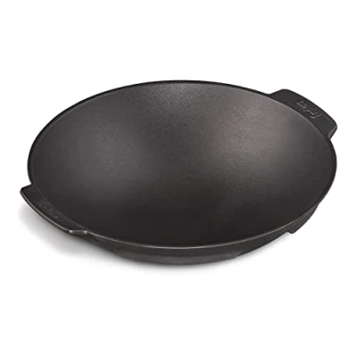 Abbildung von Enders Switch Grid Wok schwarz, aus massiv, emailliertem Gusseisen, gute Hitzeverteilung, Seitengriffe, passend für viele Roste, B38 x L35 H10 cm #7797