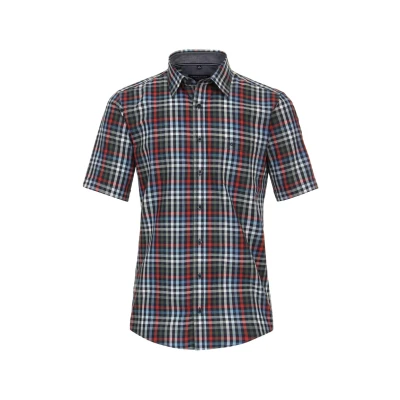 Abbildung von Casamoda Freizeit Kurzarm Kariert Casual FIT Hemd, Herren, Größe: Large, Dunkelgrün