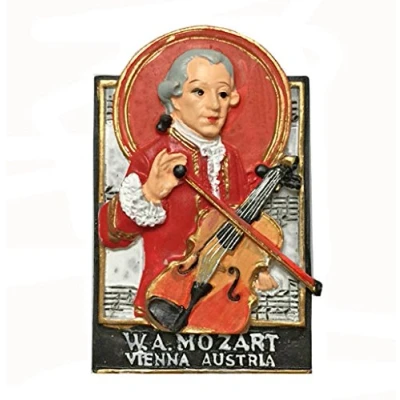 Abbildung von Wien Österreich 3D Kühlschrankmagnet Mozart Muster Reiseaufkleber Souvenirs, Heim und Küchendekoration aus China