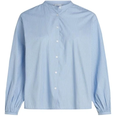 Abbildung von Tommy Hilfiger Damen Bluse V Neck Balloon Blouse Ausschnitt, Blau (Ivy STP/Vessel Blue), 54