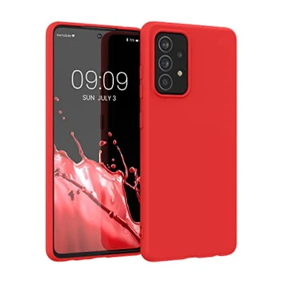 Abbildung von kwmobile Hülle kompatibel mit Samsung Galaxy A52 / 5G A52s weiches TPU Silikon Case Cover geeignet für kabelloses Laden Neon Rot