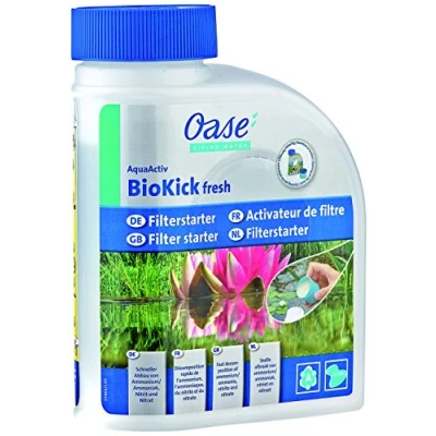 Abbildung von OASE 50562 AquaActiv BioKick Fresh 450 ml für 10.000 l Filterbakterien Starterbakterien Teich Fischteich Gartenteich Schwimmteich