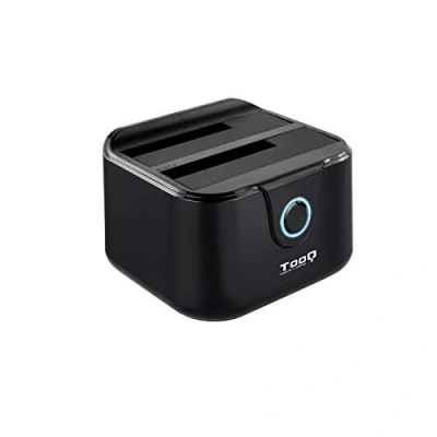Abbildung von TooQ TQDS 802B Dockingstation Anschlussbasis mit doppeltem SATA Schacht für 2,5 und 3,5 Zoll Laufwerke, USB 3.0 2.0 HOST, Offline CLONE Funktion, Farbe Schwarz