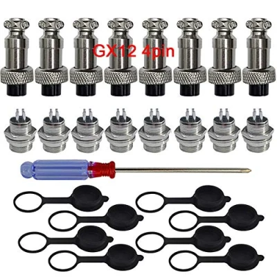 Abbildung von QitinDasen 8Pcs Premium GX124 Pin Aviation Stecker Adapter, 5A 12mm Gewinde Männlich Weiblich Metall Luftfahrt Drahtverbinder Kit, mit Gummi Schutzkappe und Schraubenzieher