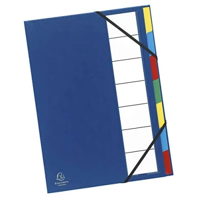 Abbildung von Exacompta 55320E Premium Ordnungsmappe Harmonika Ordonator. mit festem Einband für DIN A4 7 Fächer und 2 Gummizüge Indexfenster dehnbarem Rücken Register Mappe 1 Stück Zufallsfarbe