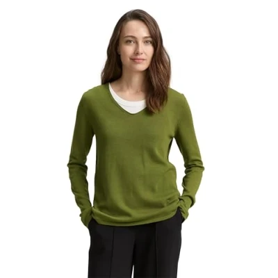 Abbildung von TOM TAILOR Damen 1012976 Pullover, 38802 Deep Ivy Green, XXS