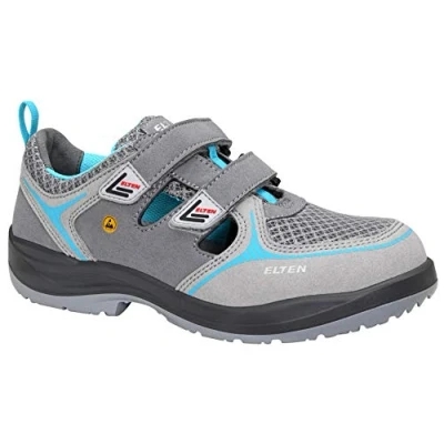 Abbildung von ELTEN Sicherheitsschuhe MILA aqua Easy ESD S1, Damen, Textil, Stahlkappe, leicht, sportlich, Grau/Türkis, Größe: 39