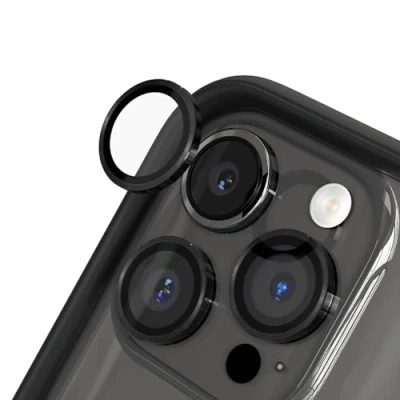 Abbildung von RhinoShield 9H Tempered Glass Kameraprotektoren, kompatibel mit [iPhone 15 Pro / Max] Stoß und Kratzfest, hohe Klarheit, explosionssicheren Schutz, Anti Beschlag Technologie Schwarz