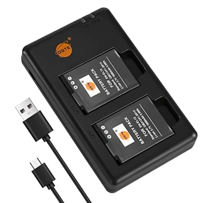 Abbildung von DSTE 2PCS EN EL12(1600mAh/3.7V) Batterie Ladegerät Compatible für Nikon Coolpix P340 S800c S1000pj S1100pj S1200pj S6150 S6200 S6300 S9100 S9200 S9300 S9400 S9500 S9600 AW100 AW110s AW120s Kamera