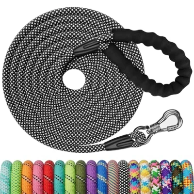 Abbildung von X XBEN 8mm 6M Schleppleine für Hunde, Starke Hundeleine mit Bequemen Gepolsterter Griff, Kausicher Trainingsleine Kleine Große Robustes Kletterseil und Karabiner, 1 Tasche