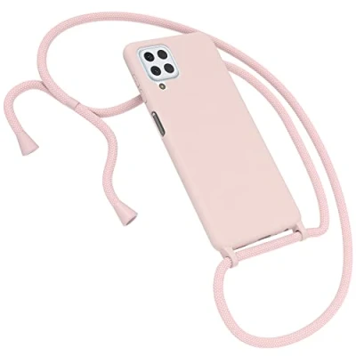 Abbildung von EAZY CASE Premium Silikon Handykette kompatibel mit Samsung Galaxy M22 / M32 A22 4G Handyhülle Umhängeband, Handykordel Schutzhülle, Silikonhülle, Hülle Band, Kette, Alt Rosa