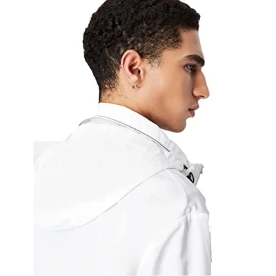 Abbildung von Armani Exchange Men&#039;s Lightweight Zip up Hooded Jacket Windbreaker, White, Small