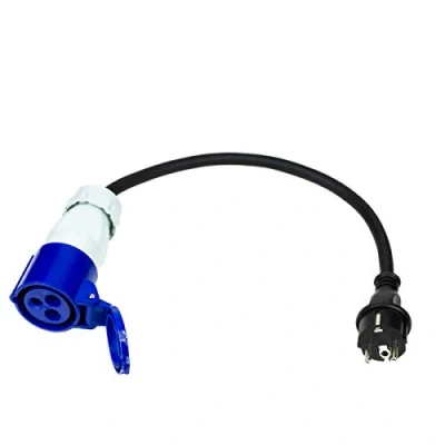 Abbildung von CEE Adapter Kabel Kupplung auf Schutzkontakt Chilitec Stecker 35cm IP44 spritzwassergeschützt 230V / 16A 3 polig für Camping, Boot, Camper, 22851