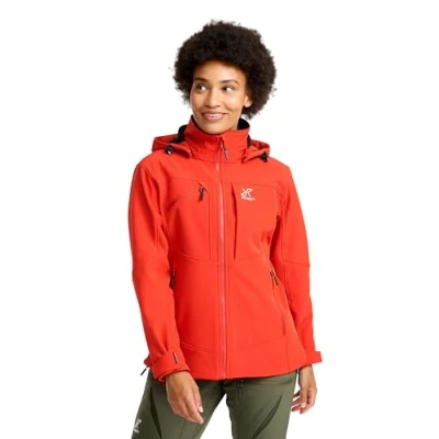 Abbildung von RevolutionRace Hiball Softshell Jacket für Damen, Outdoor Jacke Wandern, Aurora Red, S