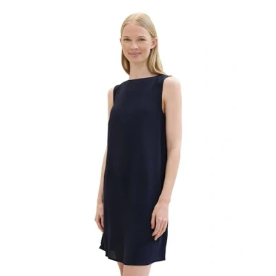 Abbildung von TOM TAILOR Damen Basic Sommer Kleid mit Rückenausschnitt, sky captain blue, 38
