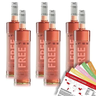 Abbildung von Bree Free Roséwein, alkoholfrei, sortenreines Weinpaket + VINOX Winecards (6x0,75l)