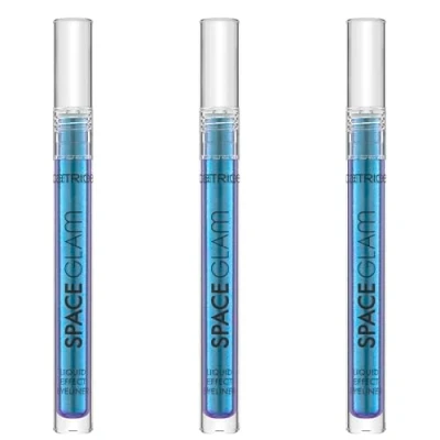 Abbildung von Catrice Space Glam Liquid Effect Eyeliner, Nr. 030, Blau, langanhaltend, Expressergebnis, hochpigmentiert, vegan, ohne Mikroplastikpartikel, Nanopartikel frei, Parfüm, 3er Pack (3x1.4ml)