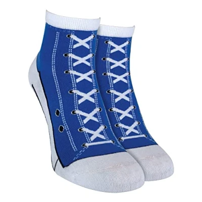 Abbildung von 2er Pack Herren und Damen Baumwolle Bunt Muster Socken im Sneaker Schuhdesign (39/45, Light Blue)