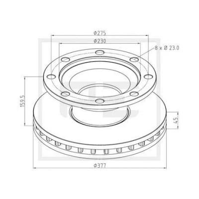 Abbildung von PETERS ENNEPETAL Bremsscheibe vorne und hinten 45mm 8 275mm innenbelüftet 046.375 00A 0308834010,0308834017 Bremsscheiben, Scheibenbremsen
