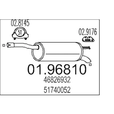 Abbildung von MTS 01.96810 Endschalldämpfer 820 FIAT: Doblo I Cargo, Kombi