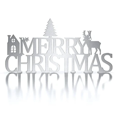 Abbildung von tuning art WD02 Weihnachts Schild Weihnachtsdekoration Deko Metallschild Stahl Massiv Innen und Außenbereich Silber