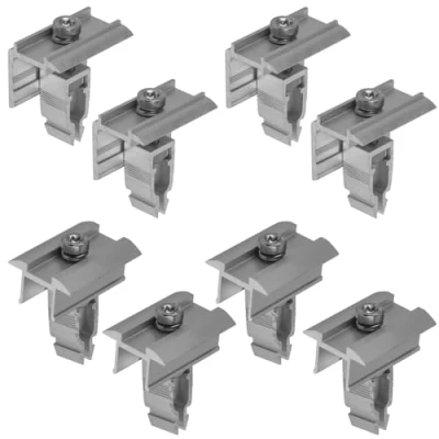 Abbildung von Avoltik Solarmodul Halterung 8er Set (4x Mittelklemme &amp; 4x Endklemme) Aluminiumlegierung für 30mm 45mm I Befestigung PV Anlagen Korrosionsbeständig EASY CLICK Silber