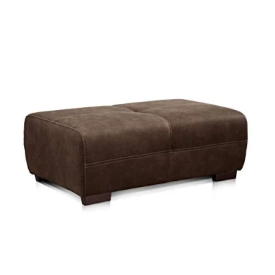 Abbildung von Cavadore Hocker Mavericco / Brauner Polsterhocker in Lederoptik Industrial Style Passend zu Big Sofa und Ecksofa 108 x 71 41 cm (BxHXT) Mikrofaser Braun