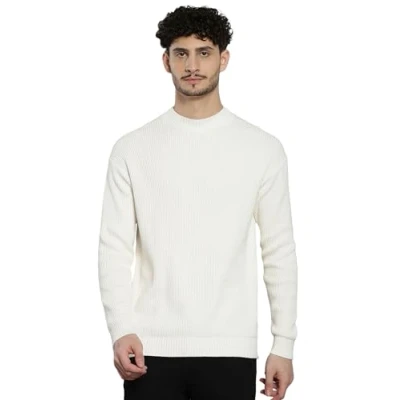 Abbildung von Calvin Klein Jeans Blown UP CK MOCK Strickpullover, Herren, Größe: Large, Ivory