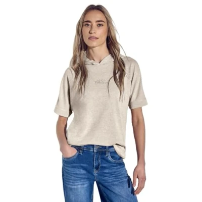 Abbildung von STREET ONE Damen A322698 T Shirt mit Kapuze, Moonstone Sand, 46
