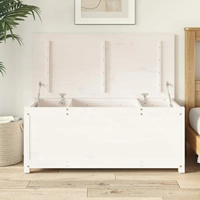 Abbildung von Chaduof Truhe Weiß 110x50x45,5 cm Massivholz Kiefer Sitzbank Mit Stauraum, Wäschetruhe, Spielzeugkiste, Aufbewahrungstruhe, Aufbewahrung, Jugendzimmer Möbel, Truhenbank Stauraum 823540
