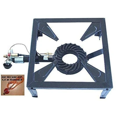 Abbildung von Wehmann Gaskocher 10,5 KW Profi 4 Fuß Hockerkocher, mit Gasschlauch und Druckregler 120 kg Belastbarkeit