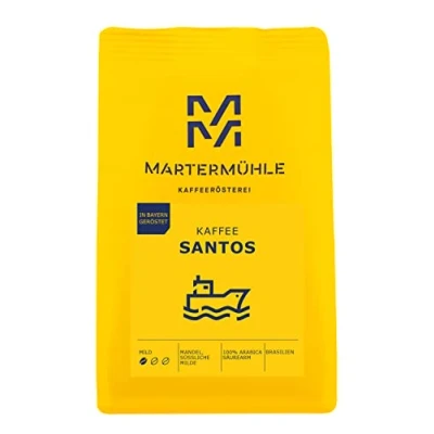 Abbildung von Martermühle Santos Kaffeebohnen 1kg mild I Arabica Aromen: Mandel, Süssliche Milde Ganze Kaffee Bohnen schonend geröstet, säurearm