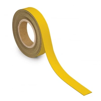 Abbildung von MAUL Kennzeichnungsband 30mm x 1mm Beschriftbares Band mit magnetischer Rückseite Vielseitig anwendbar in Büro, Werkstatt, Lager und Küche Individuell zuschneidbar 10m Länge Gelb