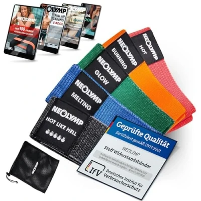 Abbildung von NEOLYMP Trainingsband Minibänder Fitnessbänder Widerstandsbänder &amp; Resistance Bands, Naturfasern, mit E Book, Waschbar, Sanft zur Haut, Rutschfest