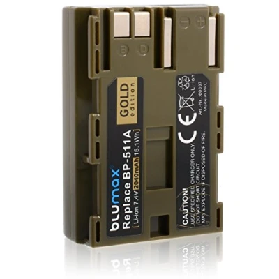 Abbildung von Blumax Gold Edition BP 511 / 511A Akku kompatibel mit Canon EOS 5D/ 10D/ 20D/ 300D/ 30D/ 40D/ 50D UVM 2040mAh 7,4V 15,1Wh mehr Leistung als Originalakku