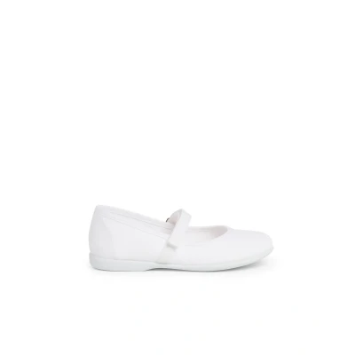 Abbildung von Pisamonas Mädchen Riemchenballerinas Aus Stoff Mit Dünnem Klettverschlussriemen Größe 30 Farbe Weiß