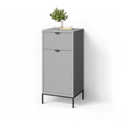 Abbildung von Livinity® Midischrank ATERNO, Grau/Grau, 40 x 87 cm mit Tür und Schublade