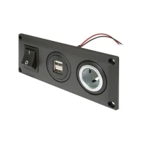 Abbildung von ProCar Einbausteckdose mit USB A Doppelsteckdose schaltbar + 1 Powersteckdose Belastbarkeit Strom max.=20 12 V, 24 V