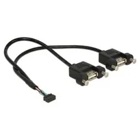 Abbildung von Delock Kabel USB 2.0 A Stecker &gt; Buchse zum Einbau 1 m Schwarz