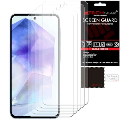 Abbildung von TECHGEAR Displayschutzfolien, kompatibel mit Samsung Galaxy A55 5G, transparent, 5 Stück