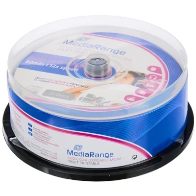 Abbildung von CD R 80 Min/700 MB MediaRange Audio bedruckbar Cakebox 25 Stück