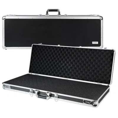 Abbildung von HMF Aufbewahrungsbox Gewehrkoffer, Alu Waffenkoffer mit Rasterschaumstoff, 96 x 36 12 cm, schwarz