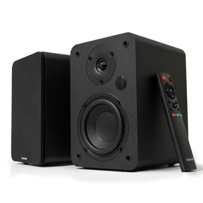 Abbildung von VULKKANO A4 ARC Aktivlautsprecher mit 4&quot; Woofer, Bluetooth 5.0, HDMI ARC, Optica, RCA, USB, Subwoofer Ausgang, Regallautsprecher elegantem Design, Schwarz