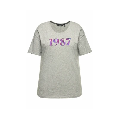 Abbildung von Ulla Popken Graphic Tshirt print, Damen, Größe: 58/60, Light gray melange