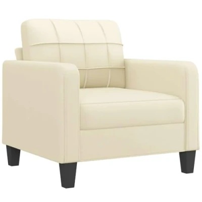 Abbildung von vidaXL Sessel, Sofa Relaxsessel mit gepolstertem Sitz Armlehnen, Fernsehsessel Loungesessel Metallgestell, Polstersessel Ruhesessel für Wohnzimmer, Creme Kunstleder