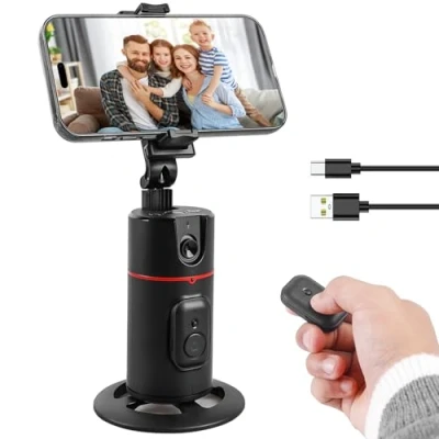 Abbildung von Auto Face Tracking Handy Stativ, 360 Drehung Verfolgung Stativ Smart Telefonhalter Selfie Stick Gestensteuerung Kamera mit Fernbedienung für Vlog, Videoaufnahme, Live Streaming