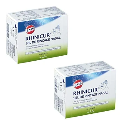 Abbildung von RHINICUR Sel de Rinage contenant un mlange sels minraux avec 5% naturel d&#039;Ems 2 Boites 20 sachets (2)