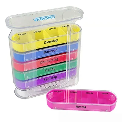Abbildung von VABIONO Pillendose Pillenturm COLOR (mehrfarbige Einschübe, kostenloser Versand)