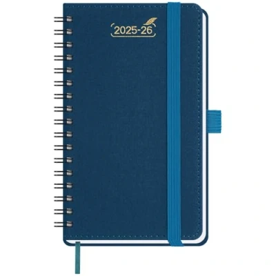 Abbildung von BEZEND 18 Monate Taschenkalender 2025 2026 klein (Juli 25 Dez 26), Kalender 25/26 Wochenplaner A6 1 Woche 2 Seiten mit Spalten, Terminplaner Ringbuch PU Leder Softcover, Preußisch Blau